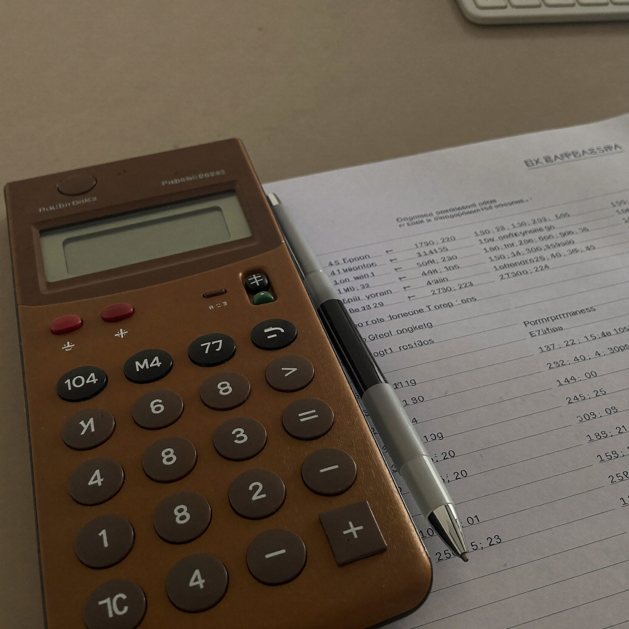 Calculator and financial planning tools on a desk