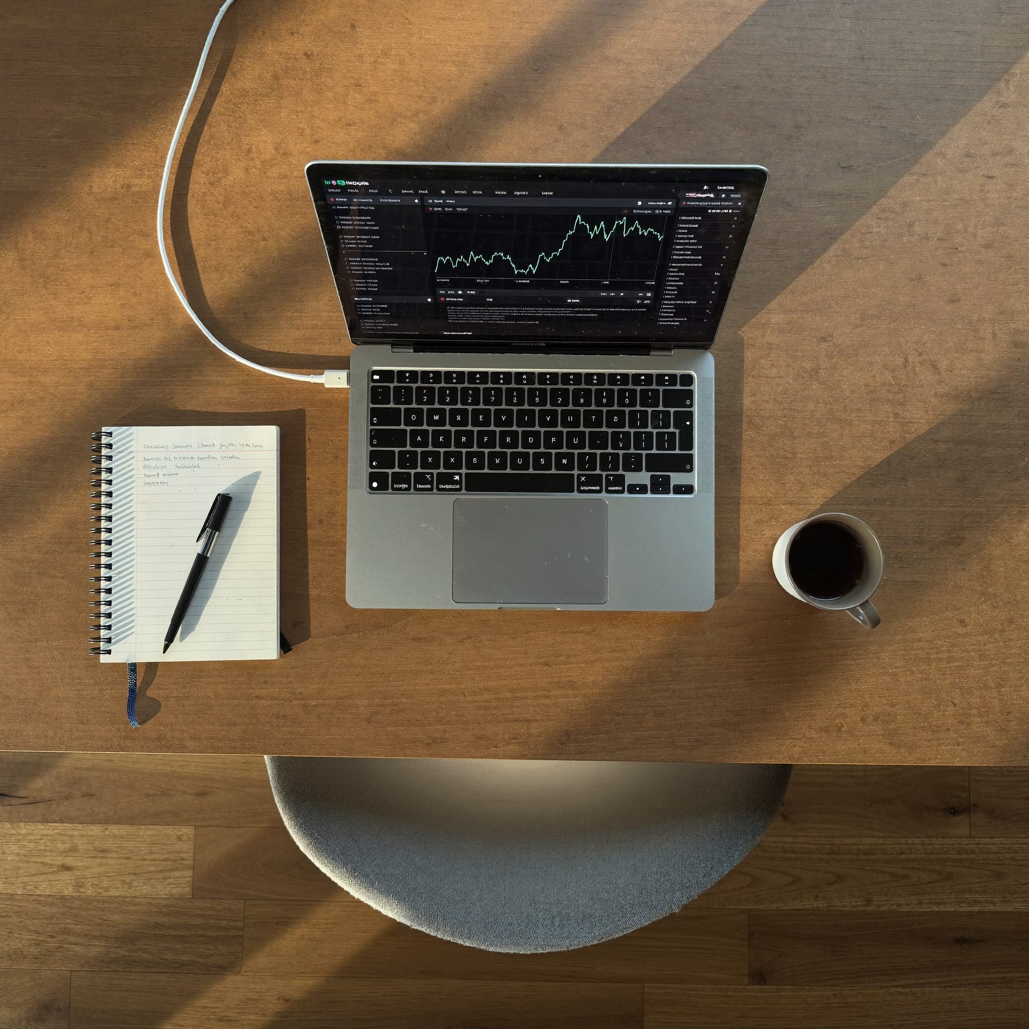 Laptop showing a financial dashboard on a desk at Mabaso & Vorster Financial